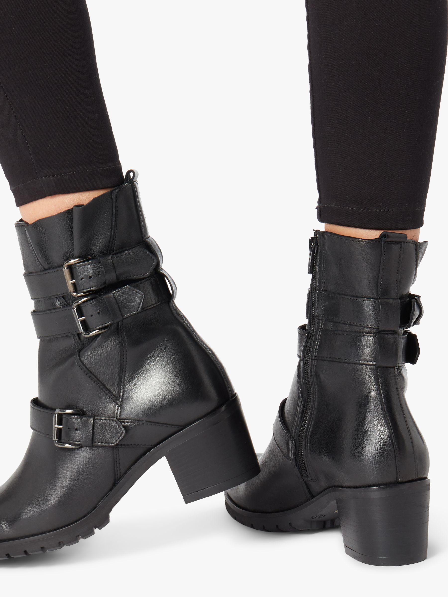 black heeled biker boots