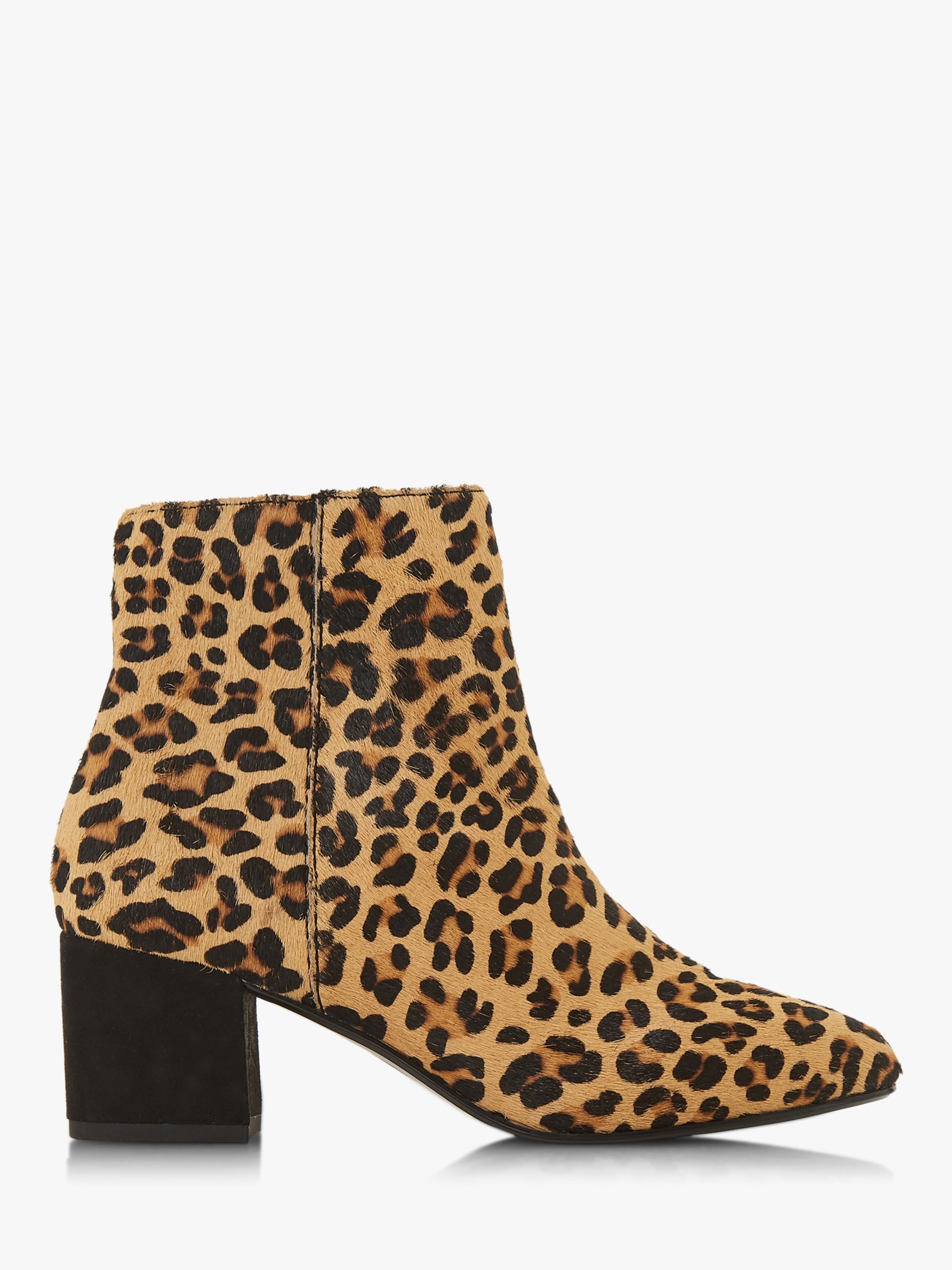 Dune Olyvea Block Heeled Ankle Boots, Leopard