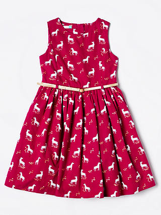 John Lewis & Partners Girls' Unicorn Dress, Red
