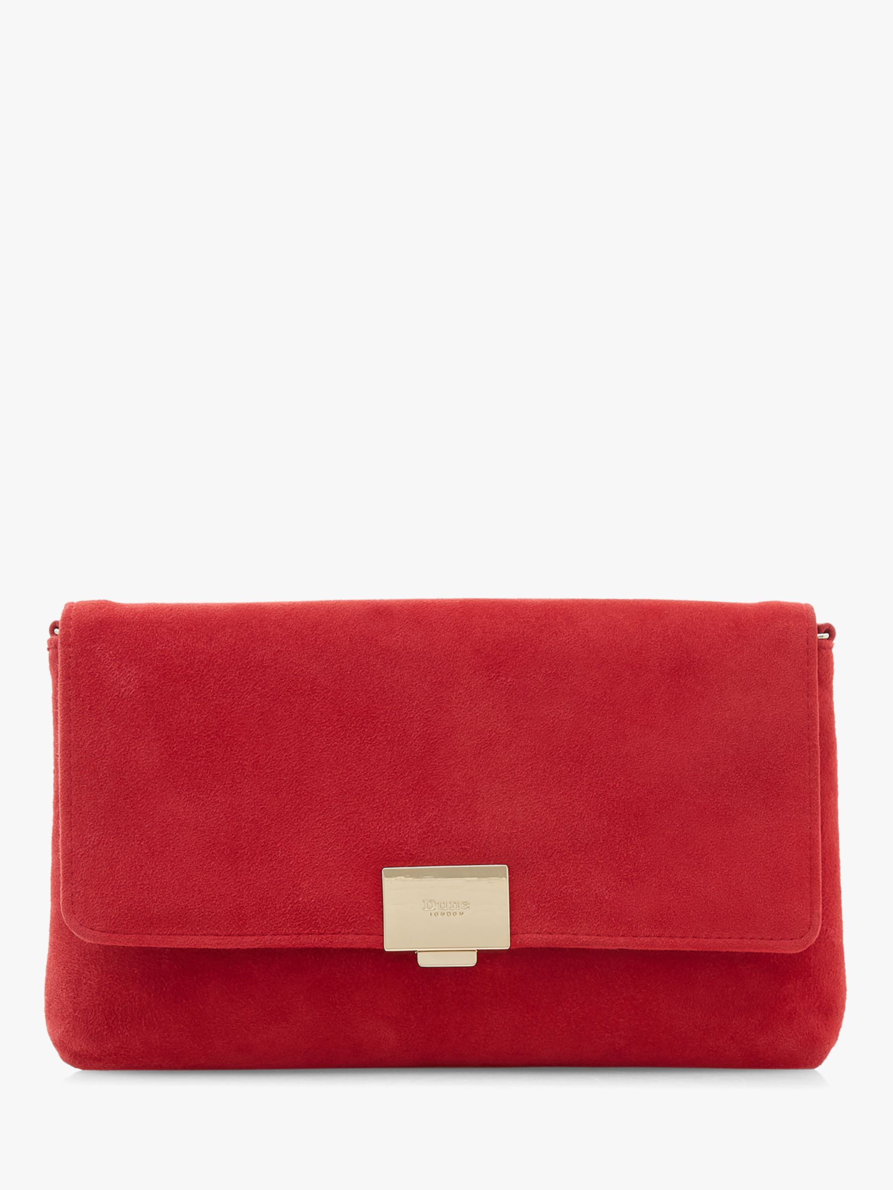 red suede clutch bag