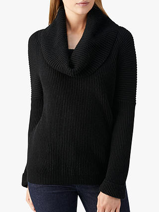 Pure Collection Ribbed Cowl Neck Jumper