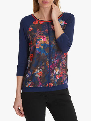 Betty Barclay Floral Print Top, Dark Blue/Red