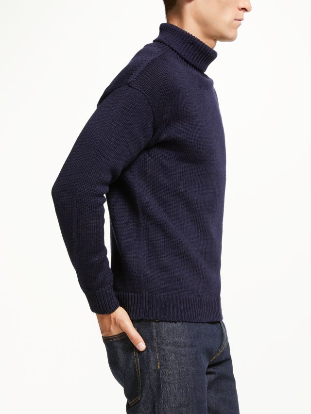 Gloverall for John Lewis & Partners Roll Neck Submariner Jumper, Navy, S