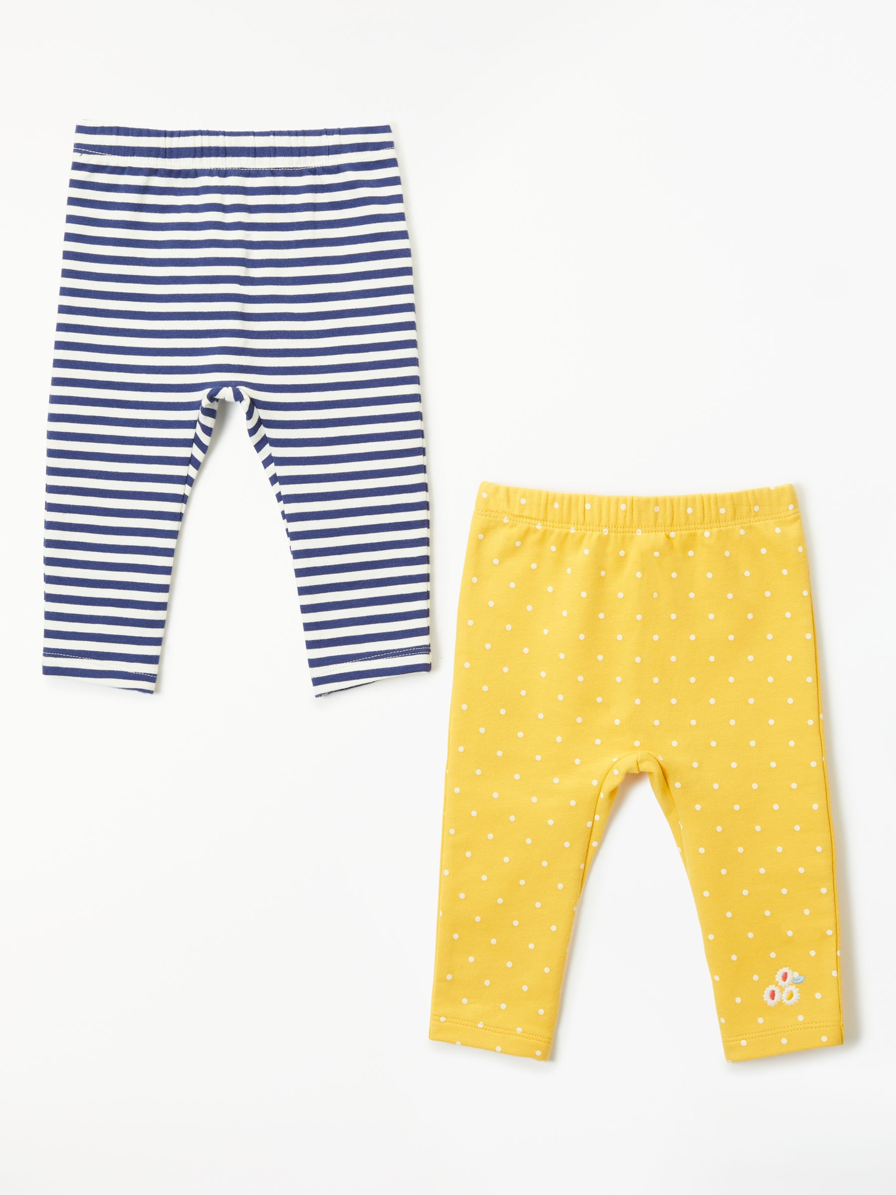 John Lewis & Partners Baby Stripe And Spot Leggings, Pack of 2, Multi