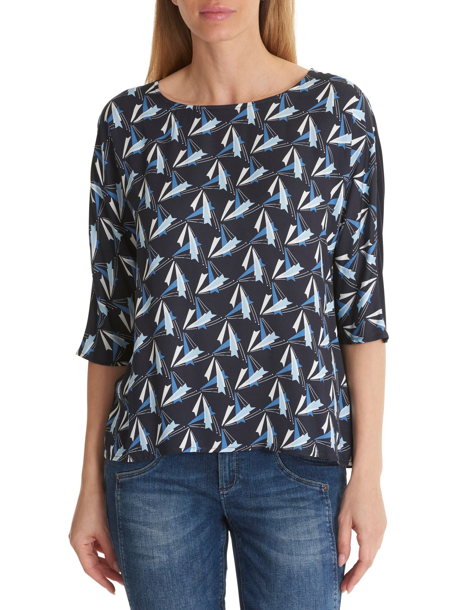 Betty Barclay Dart Print Top, Blue/Blue