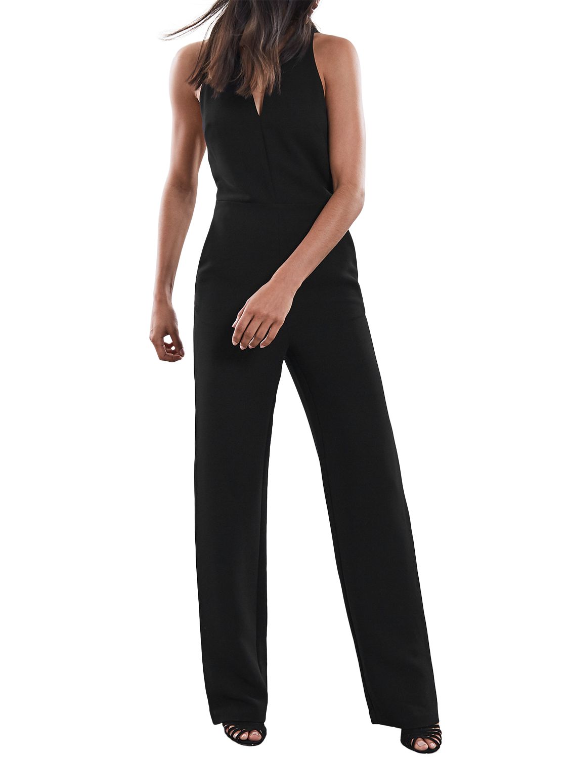 Reiss Naddia Strappy Plunge Jumpsuit, Black at John Lewis & Partners