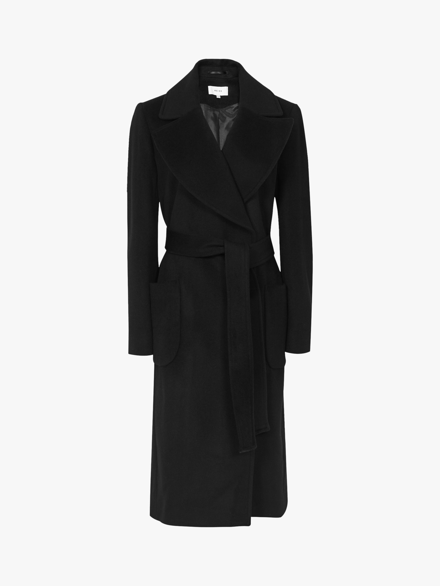 Reiss Faris Wool Belted Longline Coat, Black