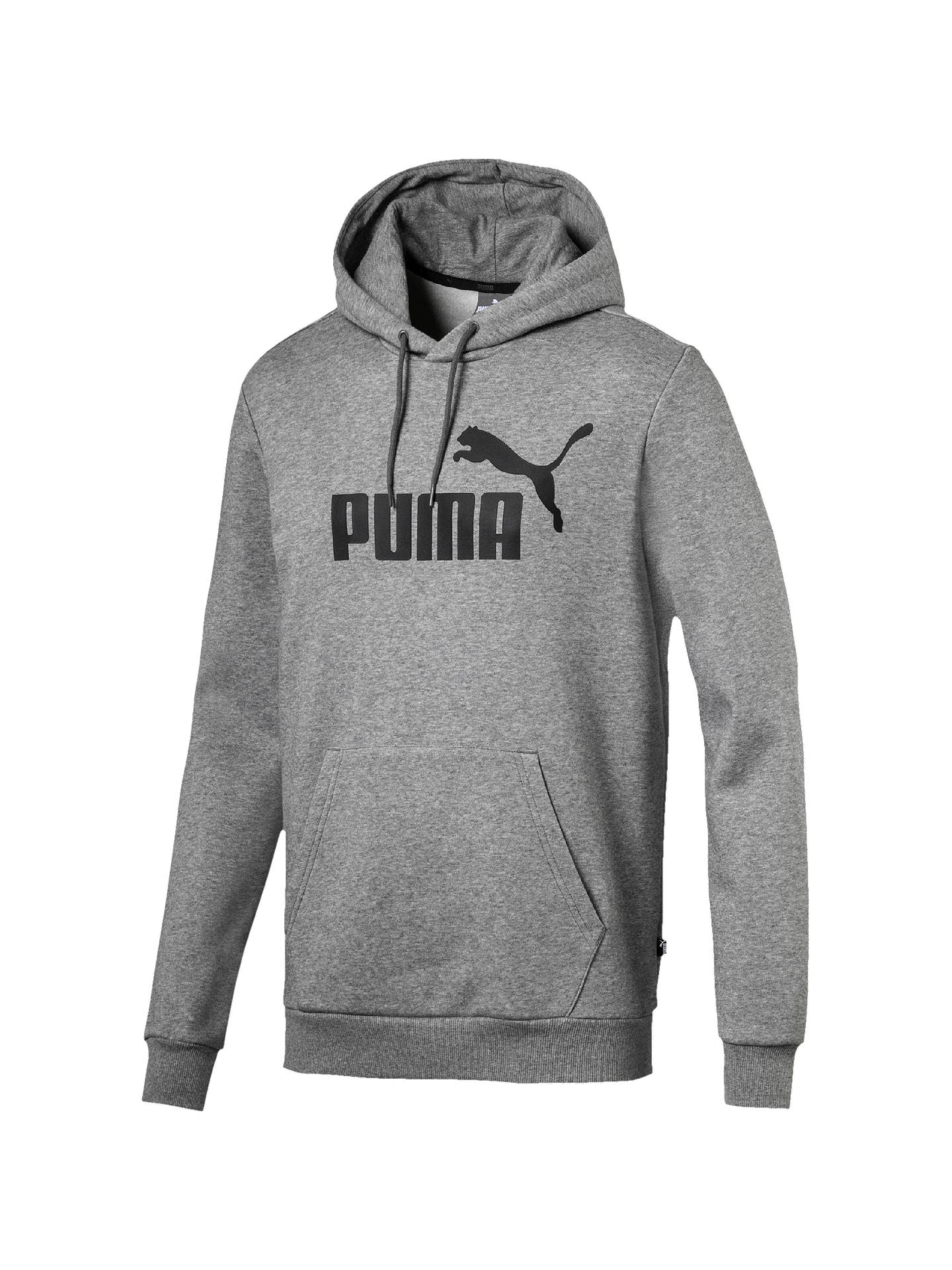 PUMA Essential Logo Training Hoodie, Medium Grey Heather at John Lewis ...