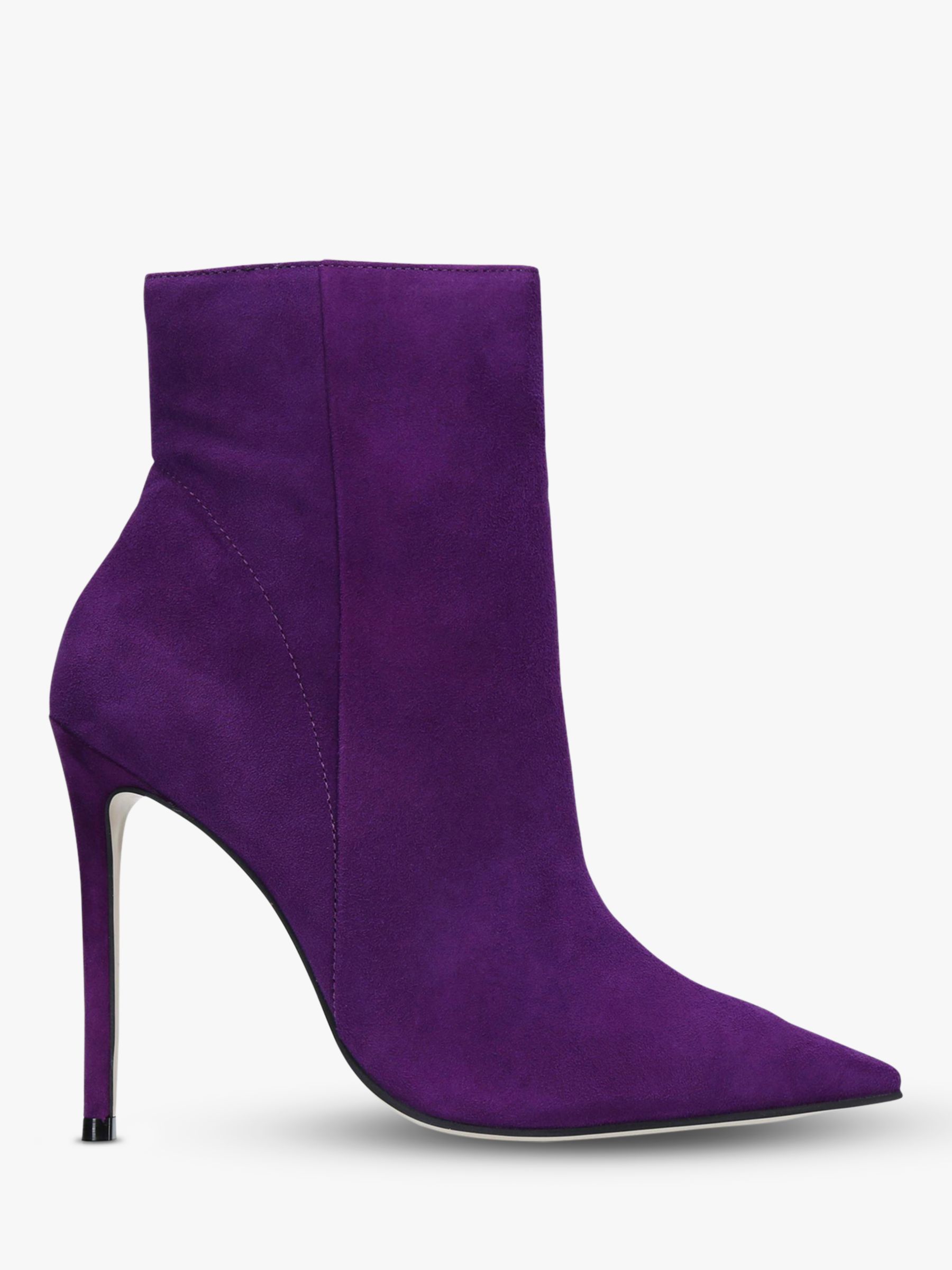 Carvela Spectacular Stiletto Heeled Pointed Toe Ankle Boots, Purple Suede
