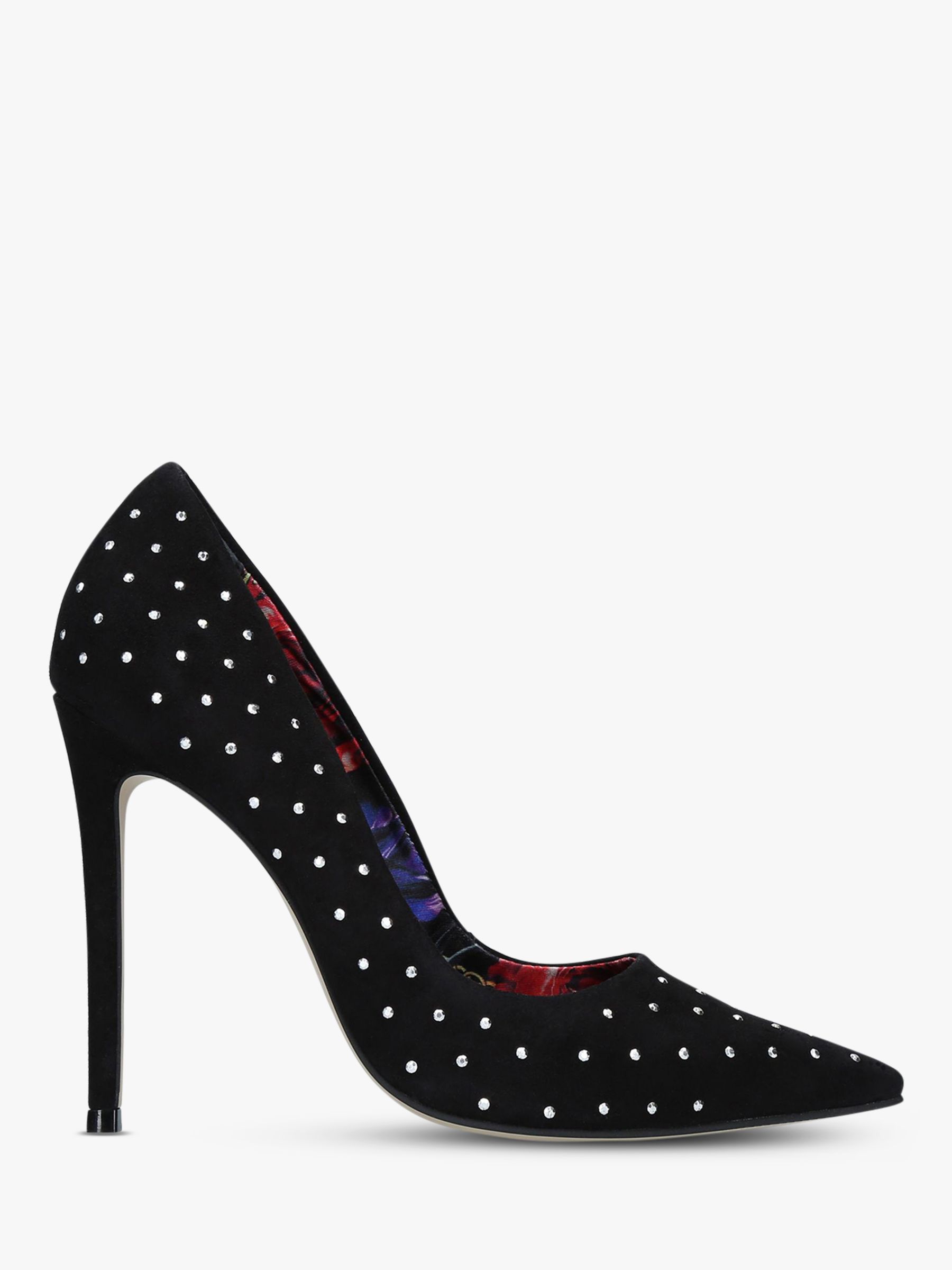 Carvela Alice Jewel Embellished Court Shoes, Black Suede
