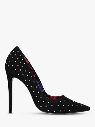 Carvela Alice Jewel Embellished Court Shoes, Black Suede