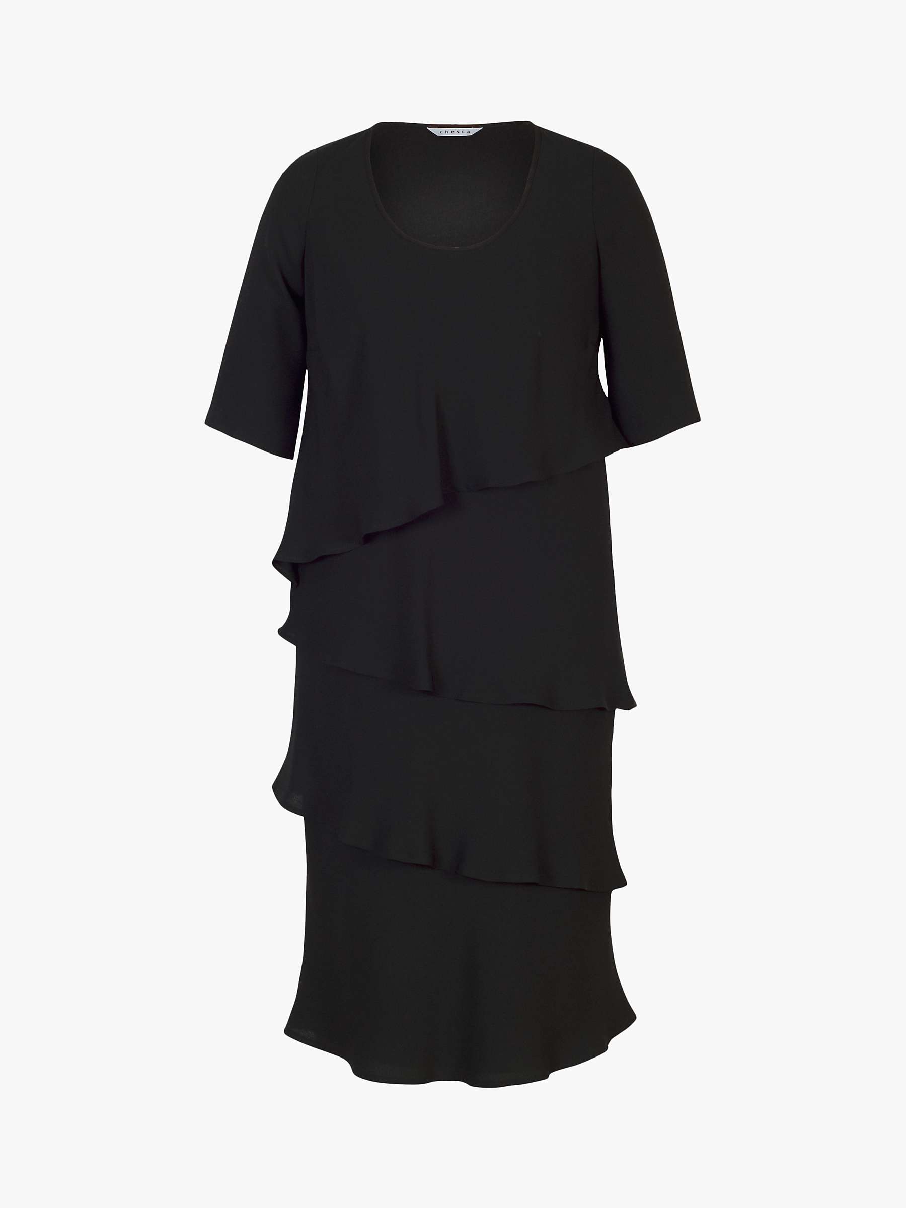 chesca Layered Knee Length Dress, Black at John Lewis & Partners