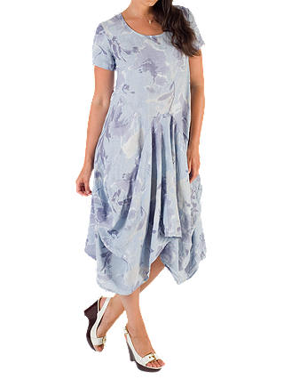 chesca Floral Linen Drape Dress, Blue/Purple