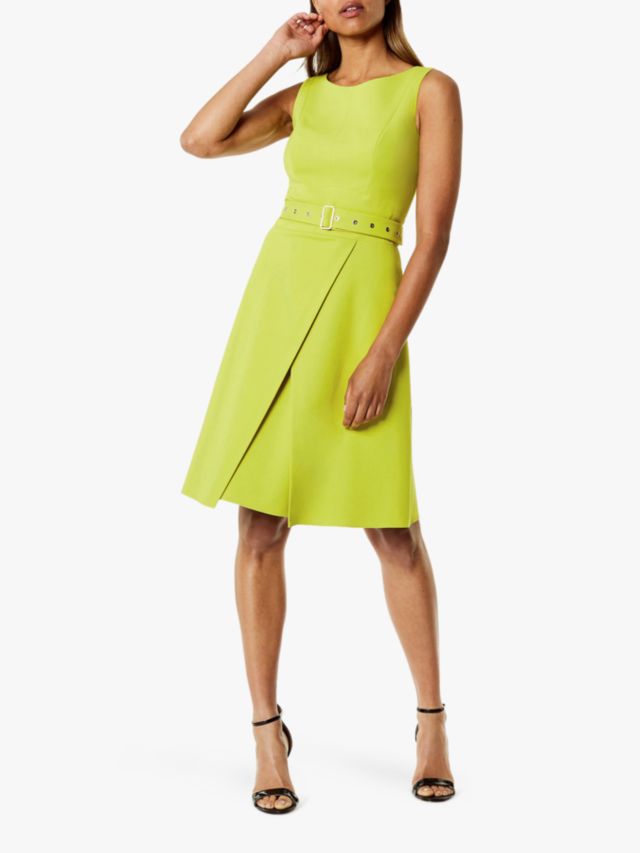 Karen Millen Wrap Mini Dress, Lime, 6