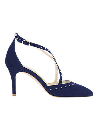Sargossa Glitzy Strap Stiletto Heel  Court Shoes, Blue Suede