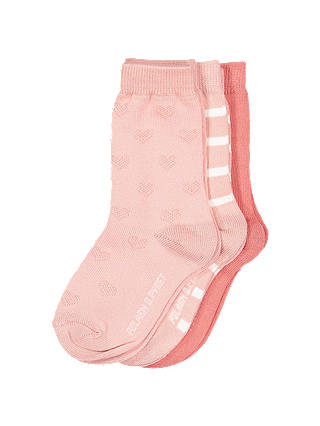 Polarn O. Pyret Baby Heart Stripe Socks, Pack of 3, Pink