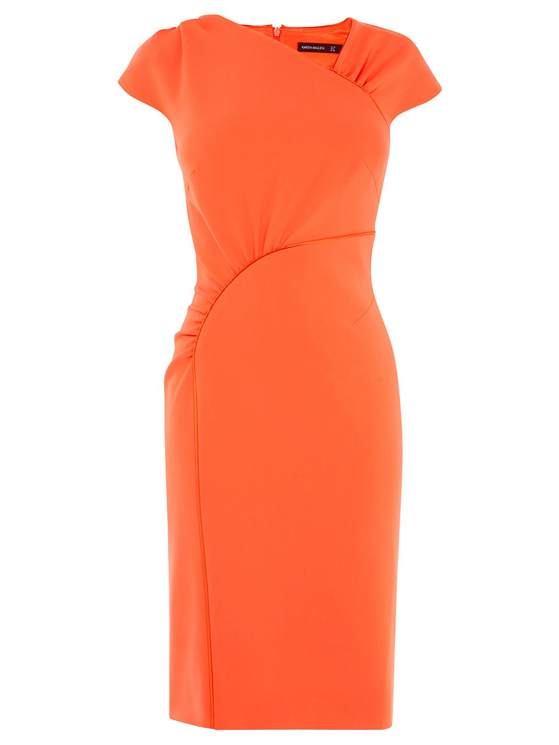 Karen Millen Gathered Dress, Orange at John Lewis & Partners