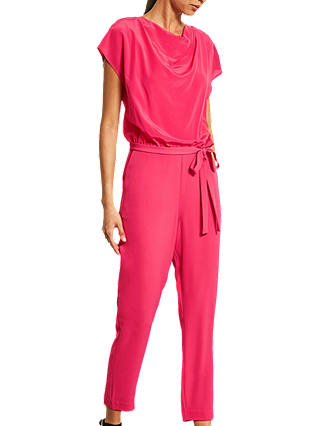 Mint Velvet Cerise Cowl-Neck Silk Jumpsuit, Pink