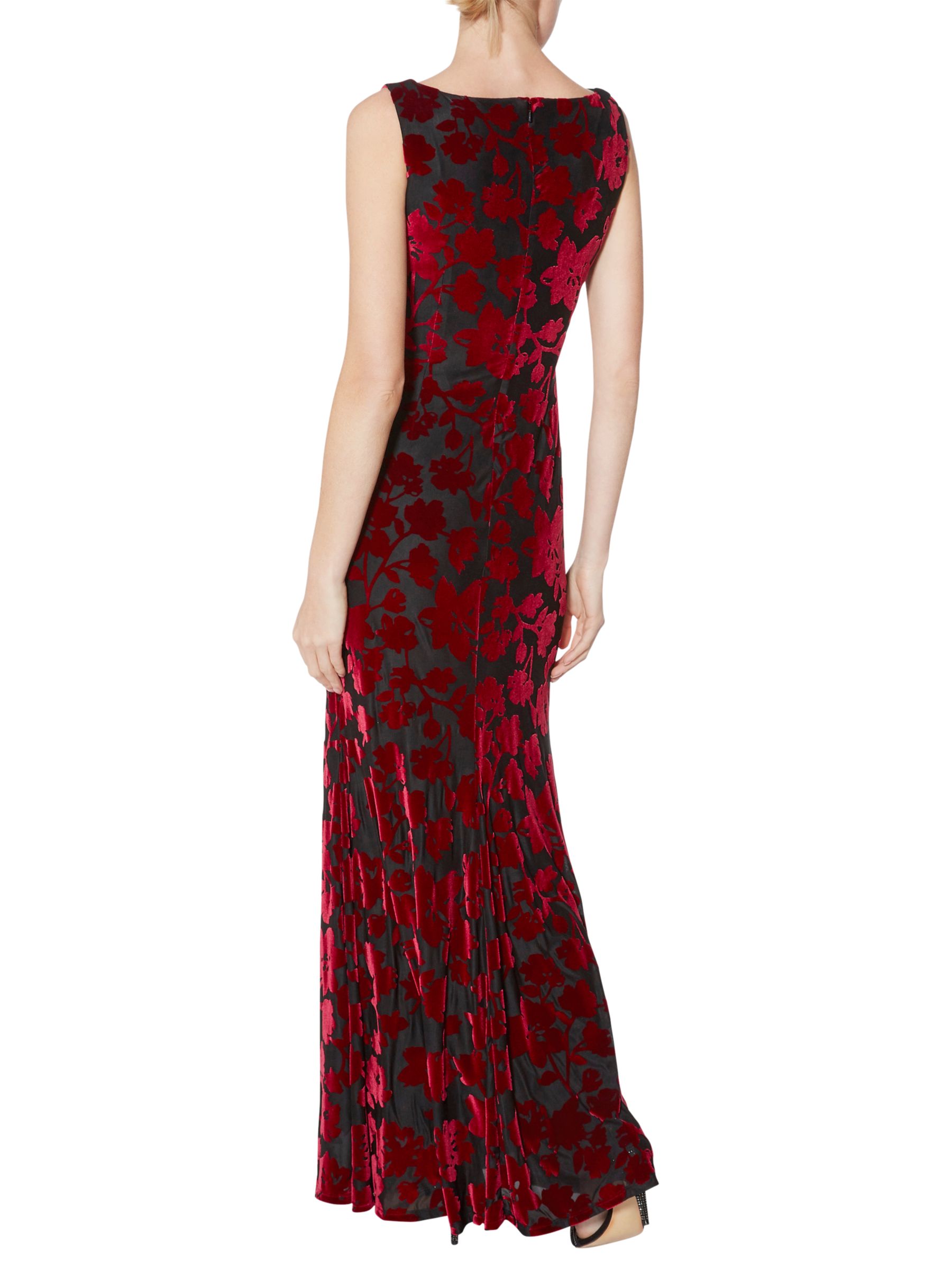 Gina Bacconi Demetria Velvet Maxi Dress, Black/Red