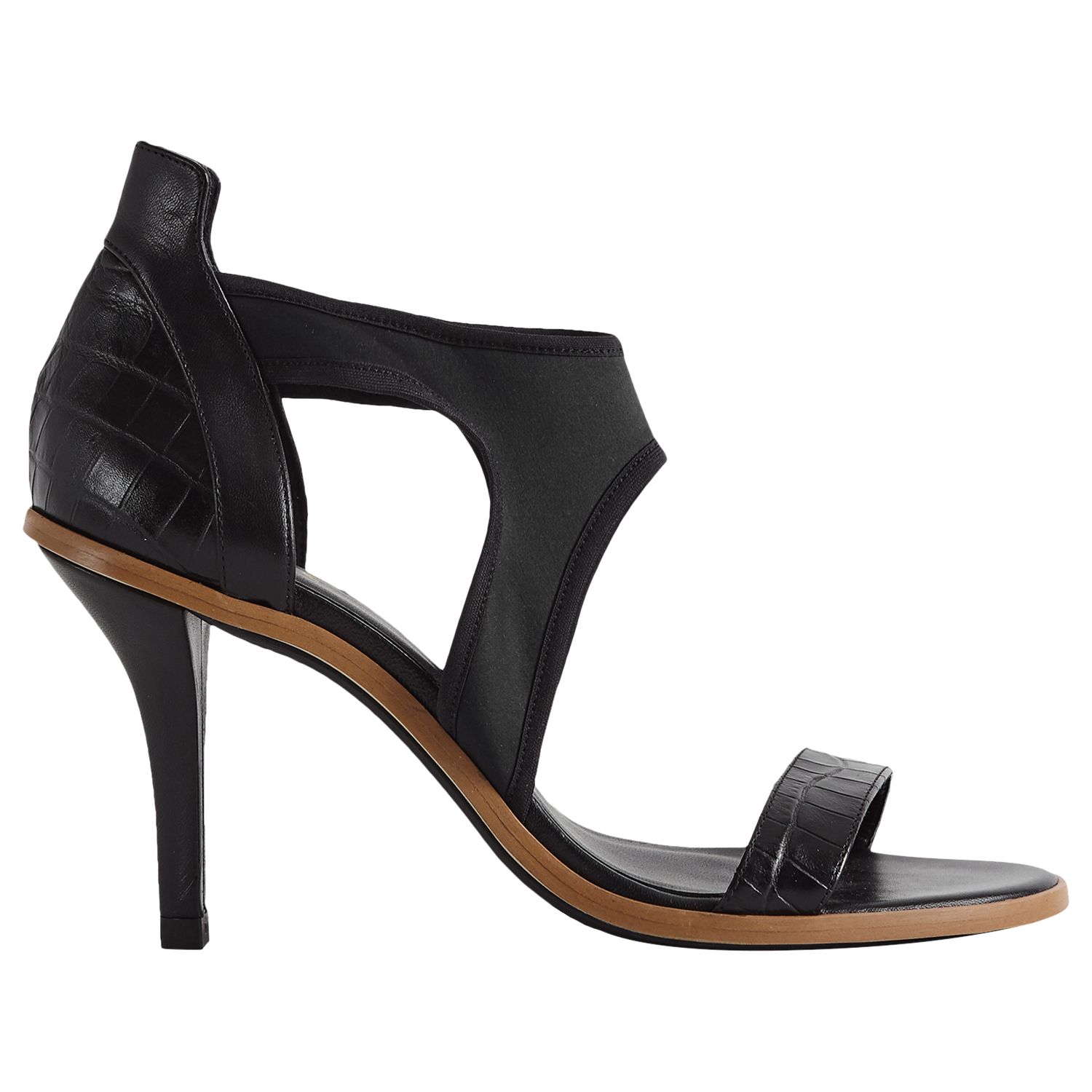 Reiss Camille High-Heeled Strappy Sandals, Black