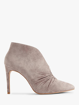 Reiss Emelyn Ruched Front Pointed Toe Ankle Boots, Grey