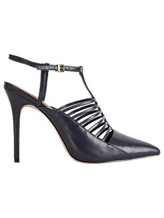 Reiss Edyth Strappy Point Court Shoes, Navy
