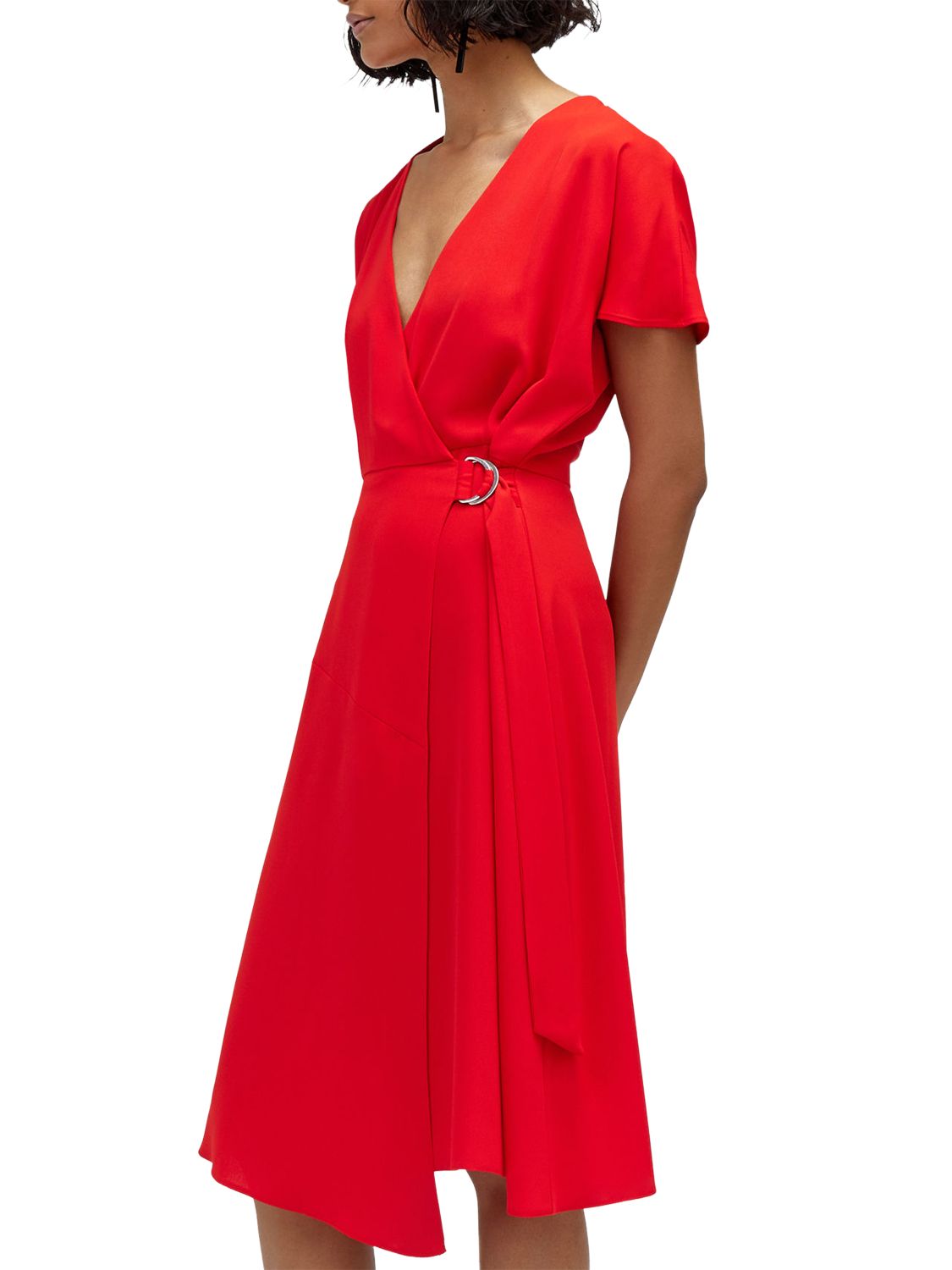 warehouse red wrap dress