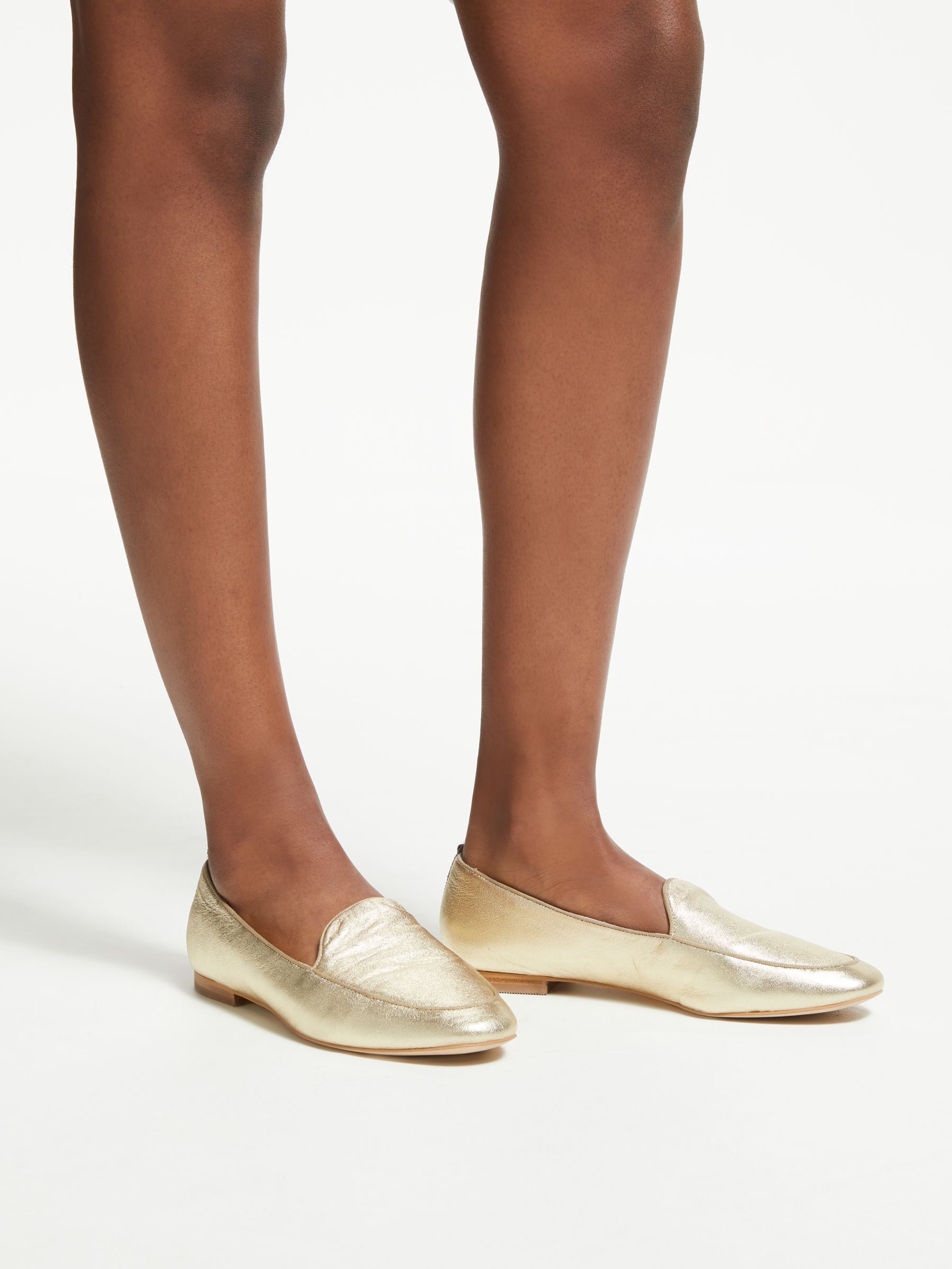 Boden Imogen Leather Loafers, Pale Gold 