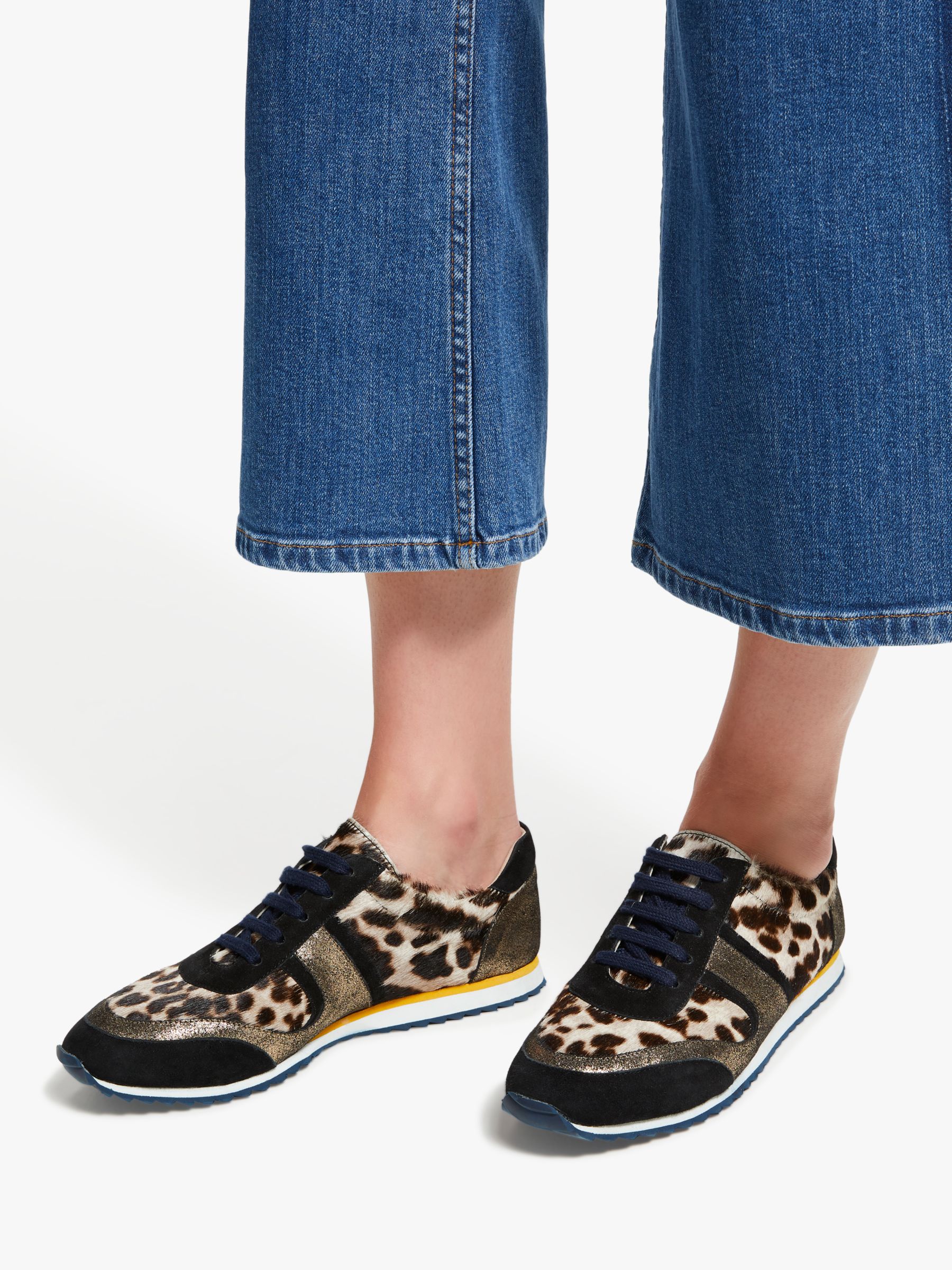 Boden Hotchpotch Leopard Trainers, Snow 