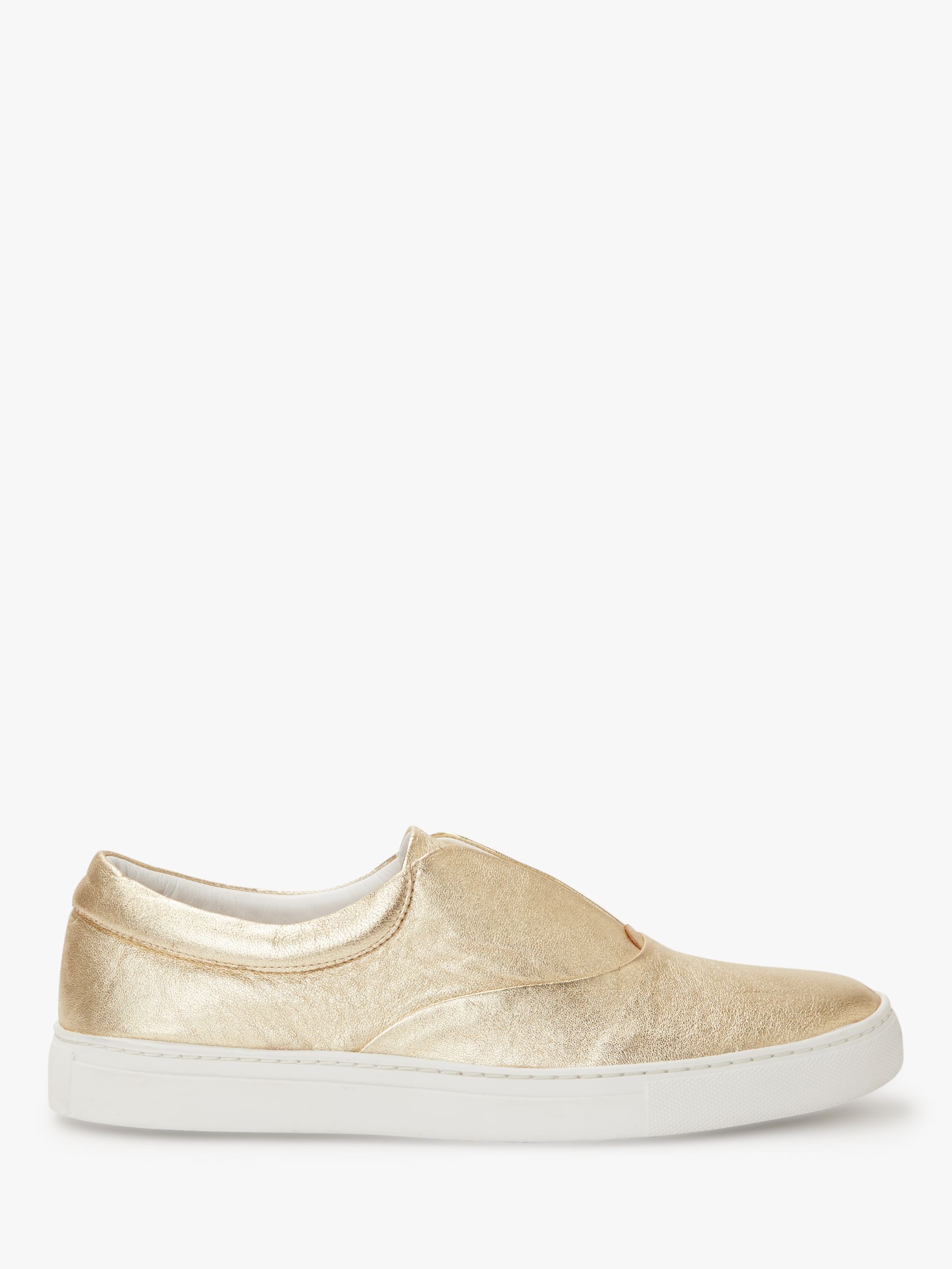 Boden Metallic Slip On Trainers, Gold Leather