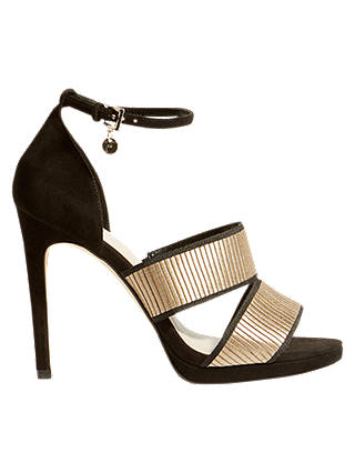 Karen Millen Strap Stiletto Heel Sandals, Black/Gold