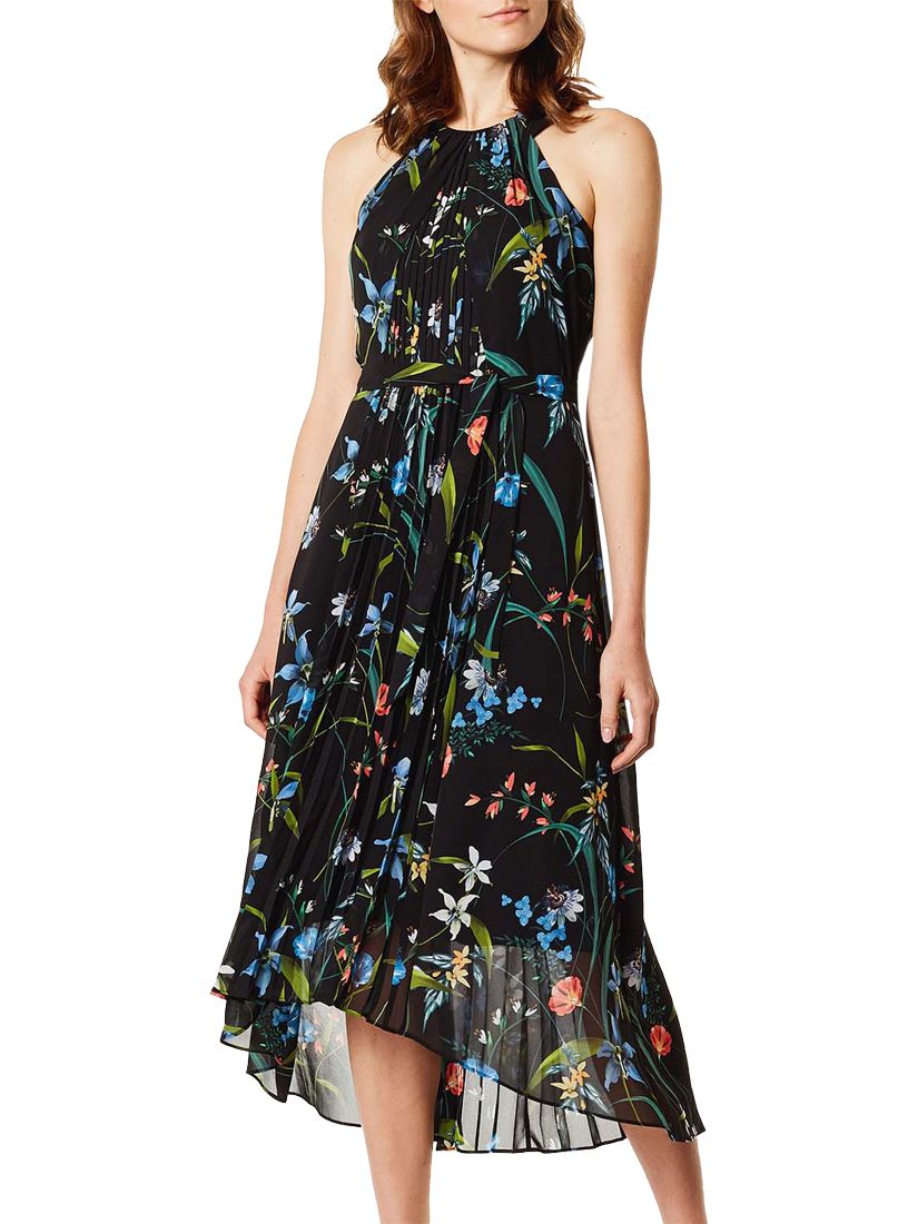 Karen Millen Floral Midi Dress, Black/Multi