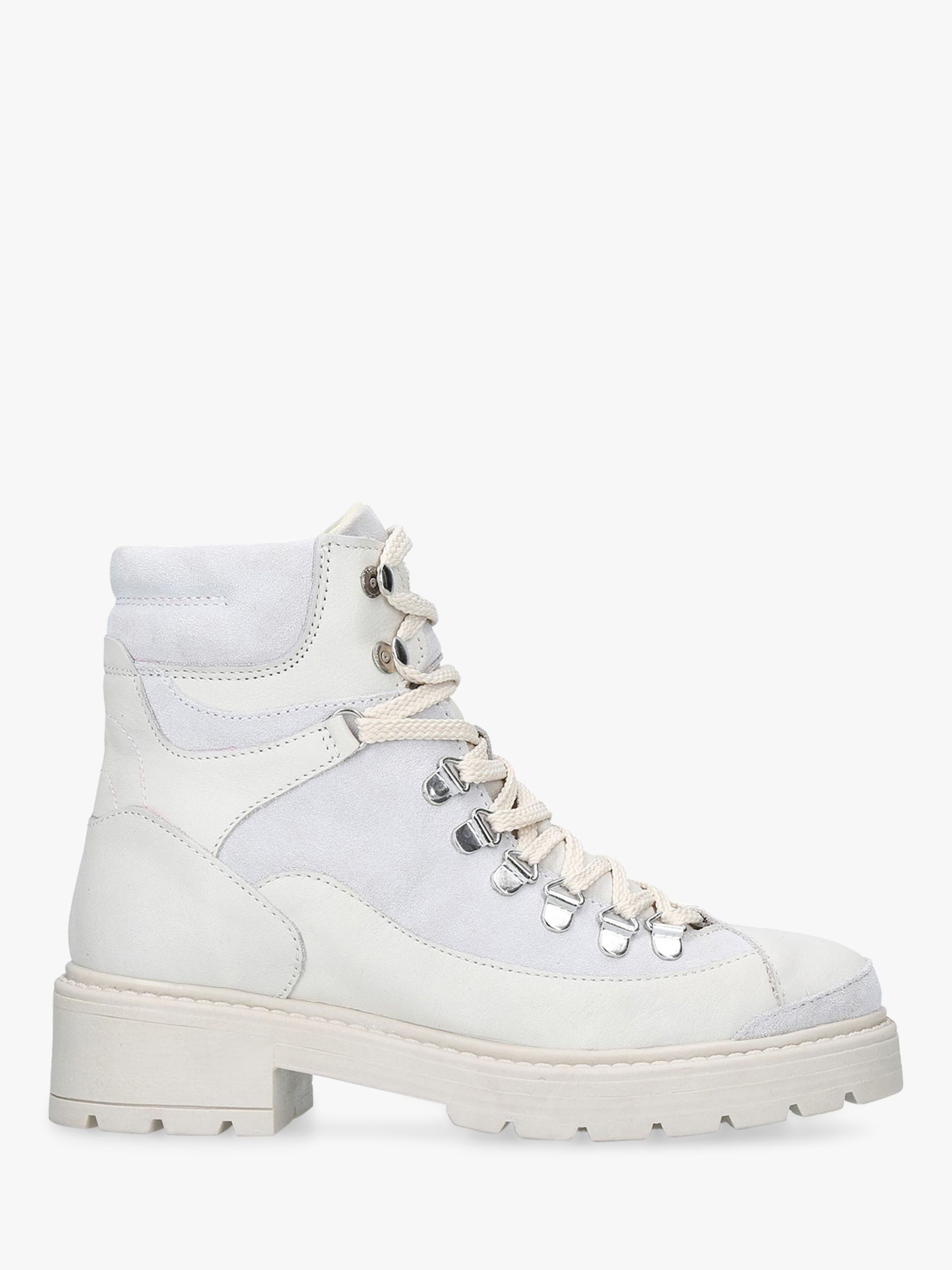 Carvela Shake Leather Lace Up Ankle Boots, White at John Lewis & Partners