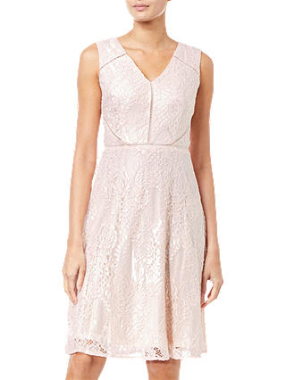 Adrianna Papell Lace Overlay Flared Dress, Blush/Almond