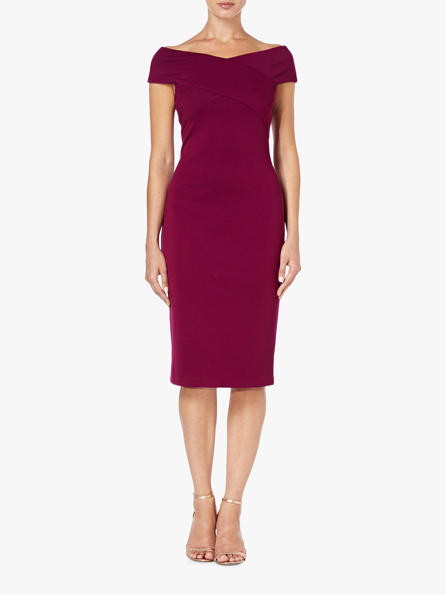 Adrianna Papell Sheath Crossover Dress, Wildberry at John Lewis & Partners