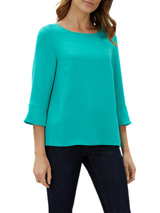 Jaeger Fluted Crepe Top, Green