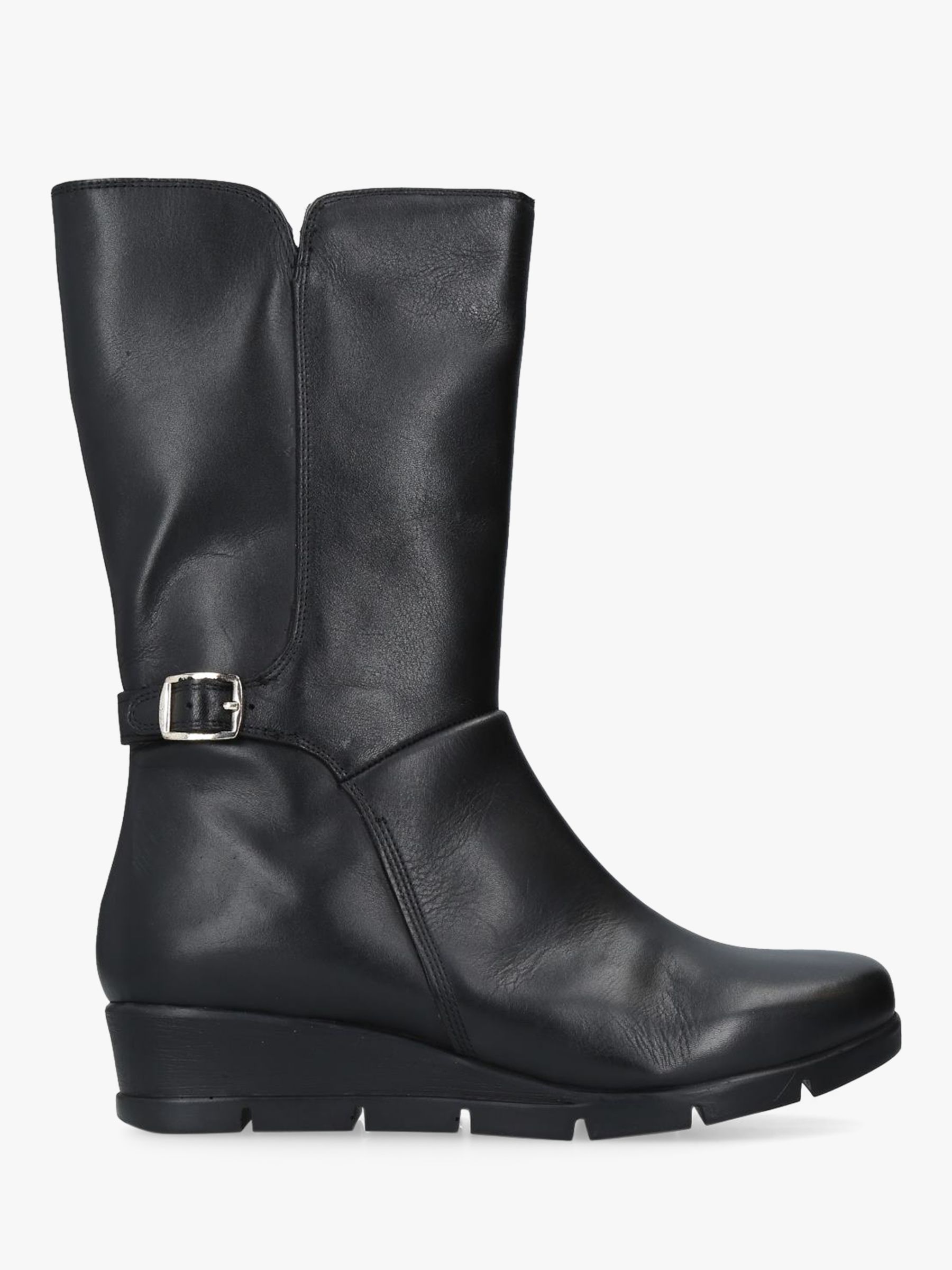 Carvela Comfort Reign Flatform Calf Boots, Black Leather