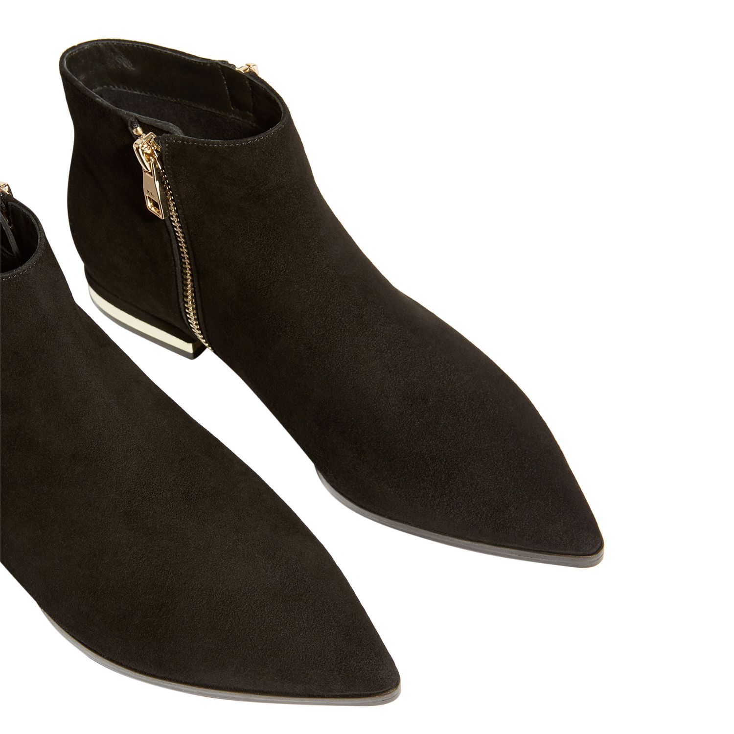 Karen Millen Side Zip Flat Ankle Boots Black Suede At John Lewis Partners