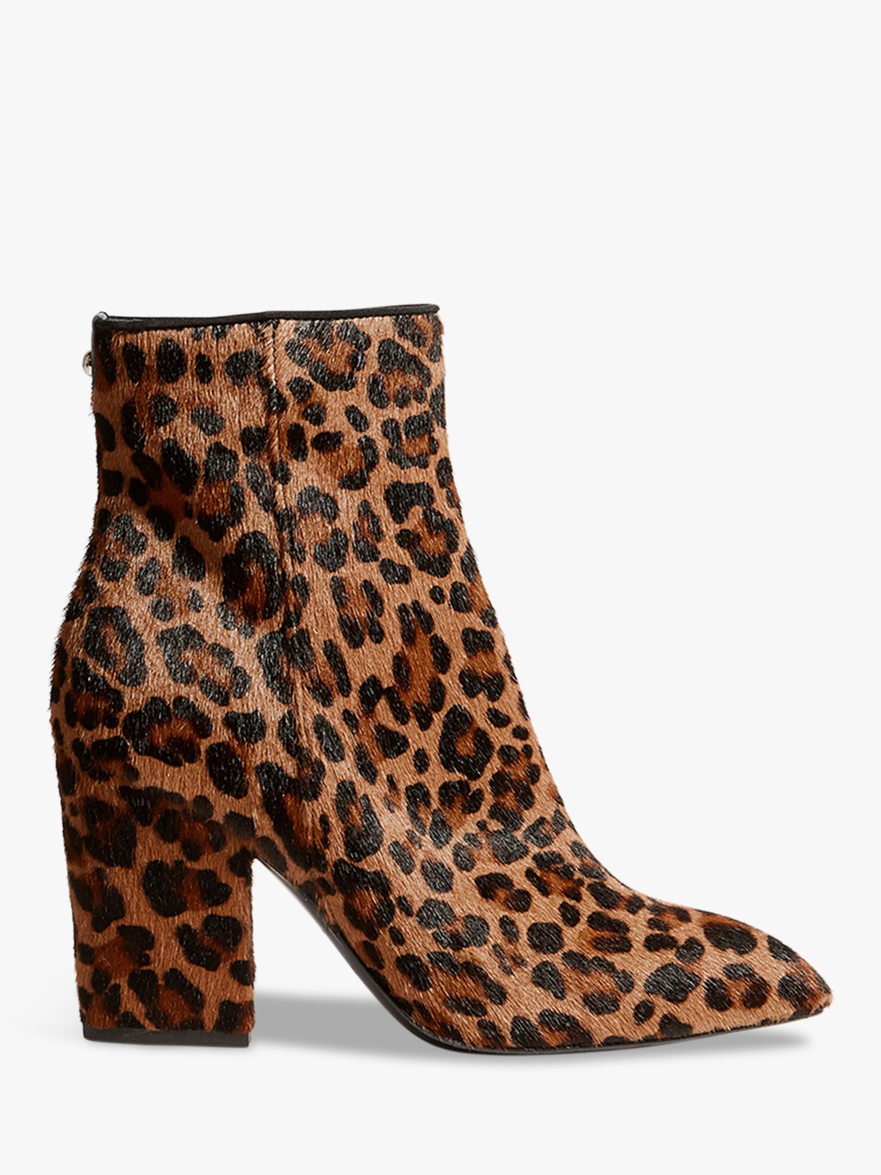 Karen Millen Block Heel Ankle Boots, Leopard Leather at John Lewis ...