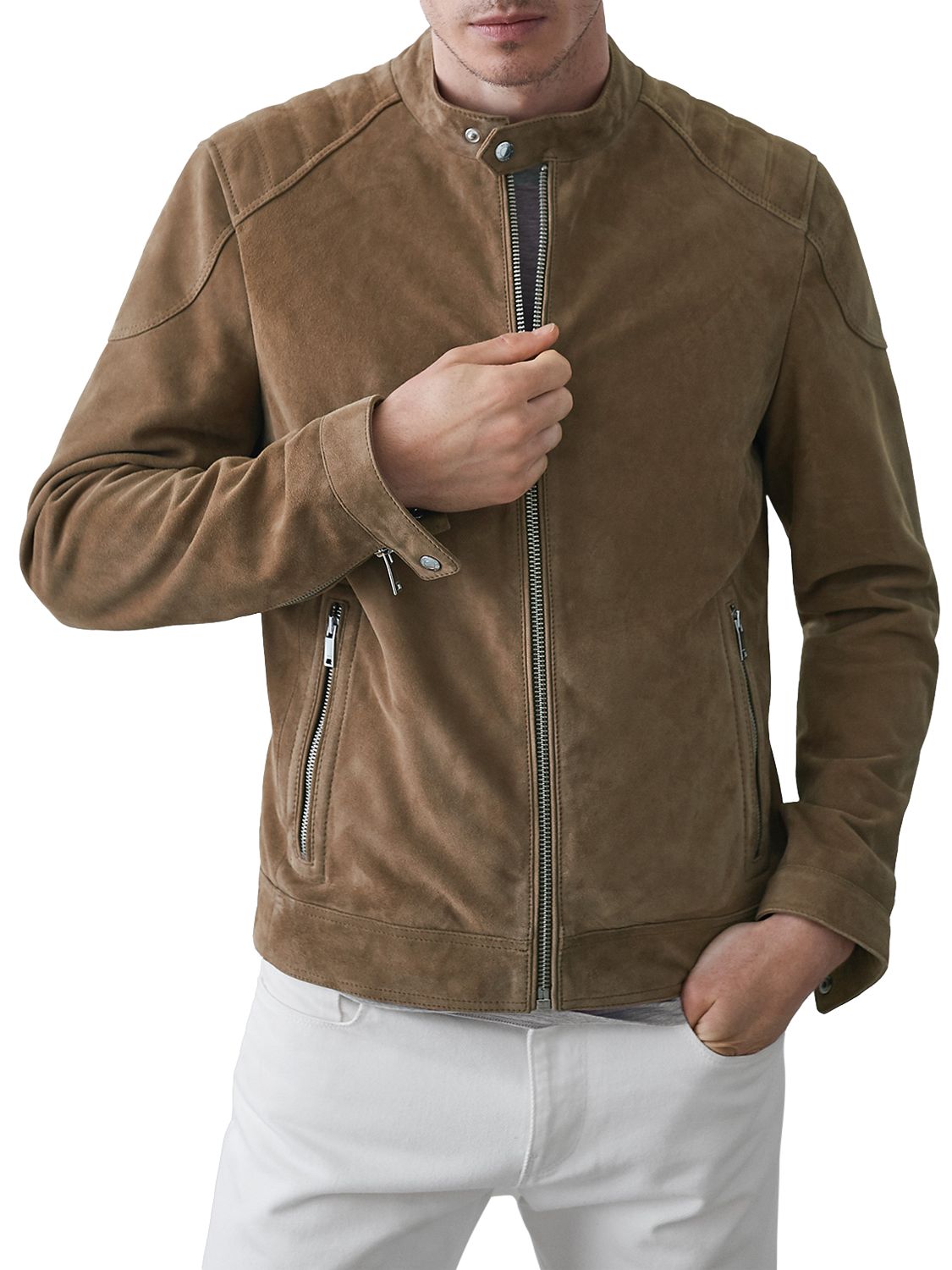 Reiss Pyke Suede Quilted Jacket
