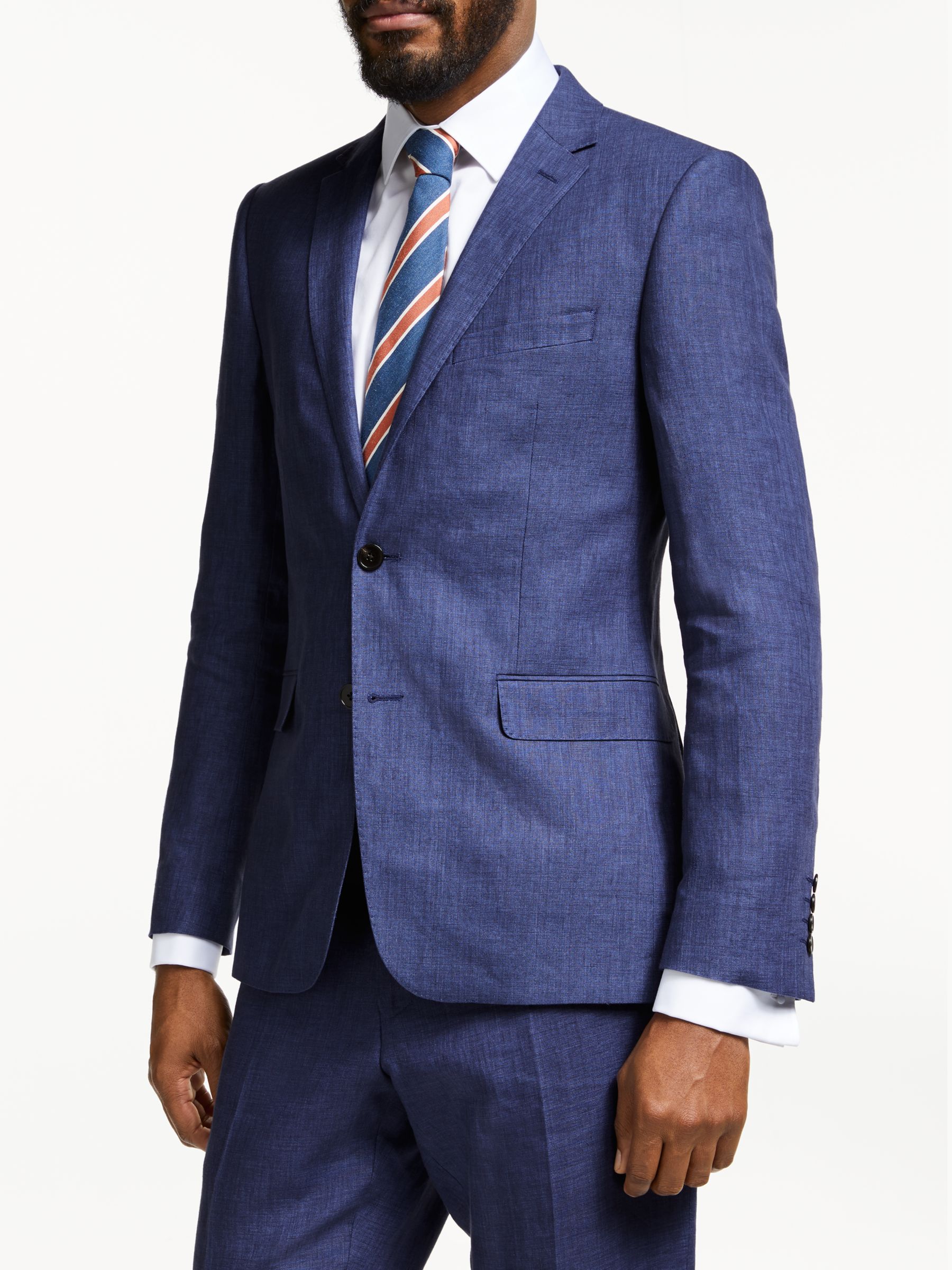 John Lewis & Partners Linen Slim Fit Suit Jacket, Indigo at John Lewis ...