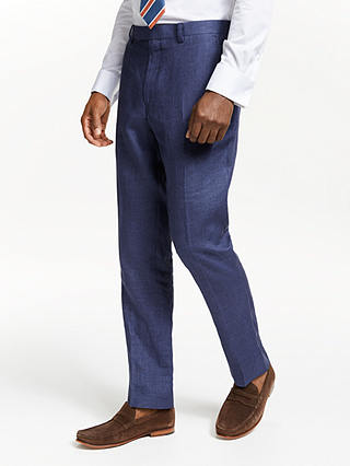 John Lewis & Partners Linen Slim Fit Suit Trousers, Indigo