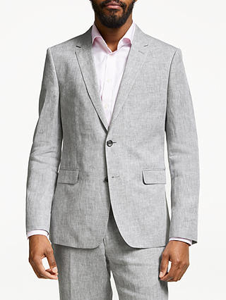 John Lewis & Partners Linen Slim Fit Suit Jacket, Silver