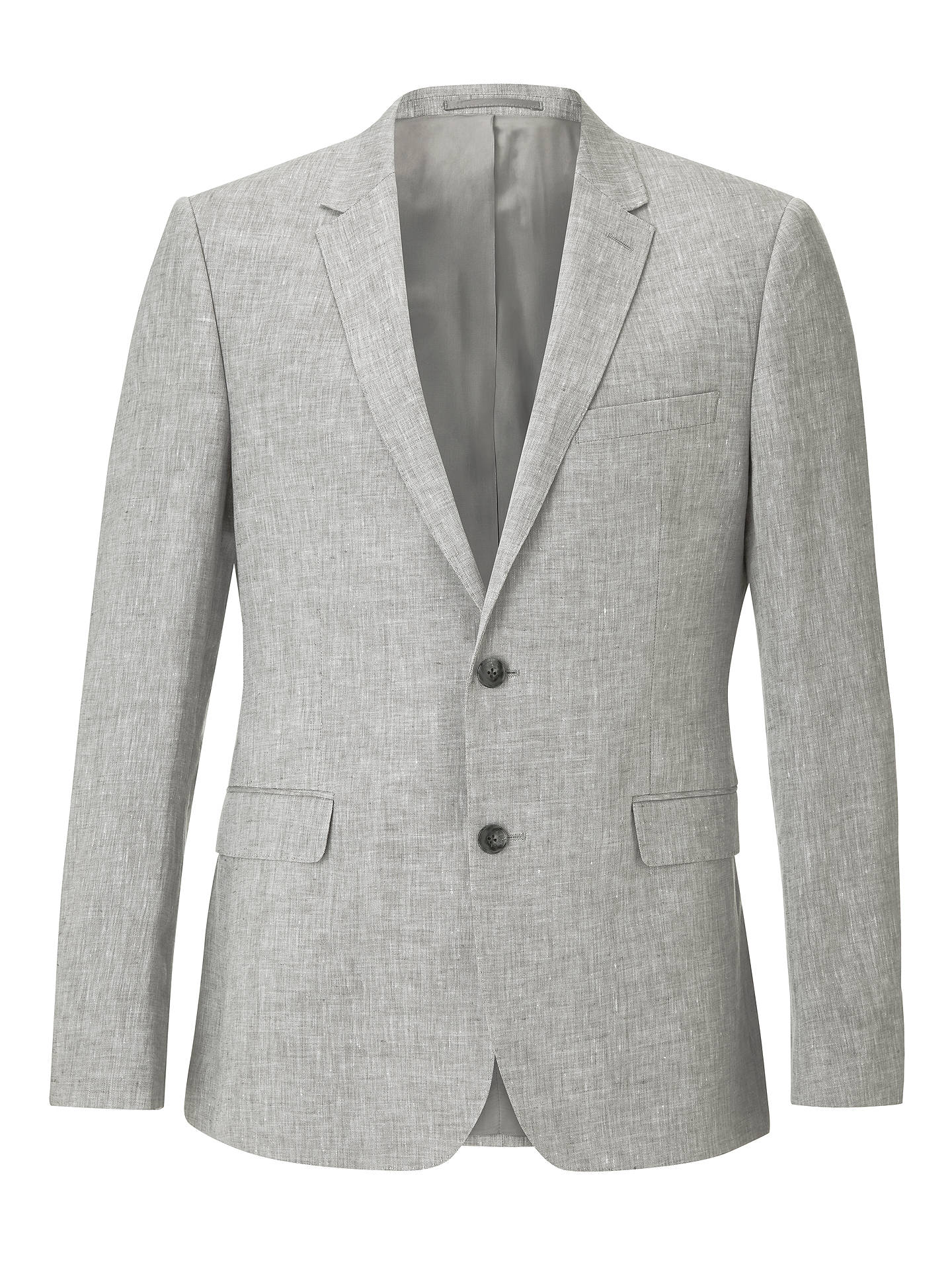 John Lewis & Partners Linen Slim Fit Suit Jacket, Silver at John Lewis ...