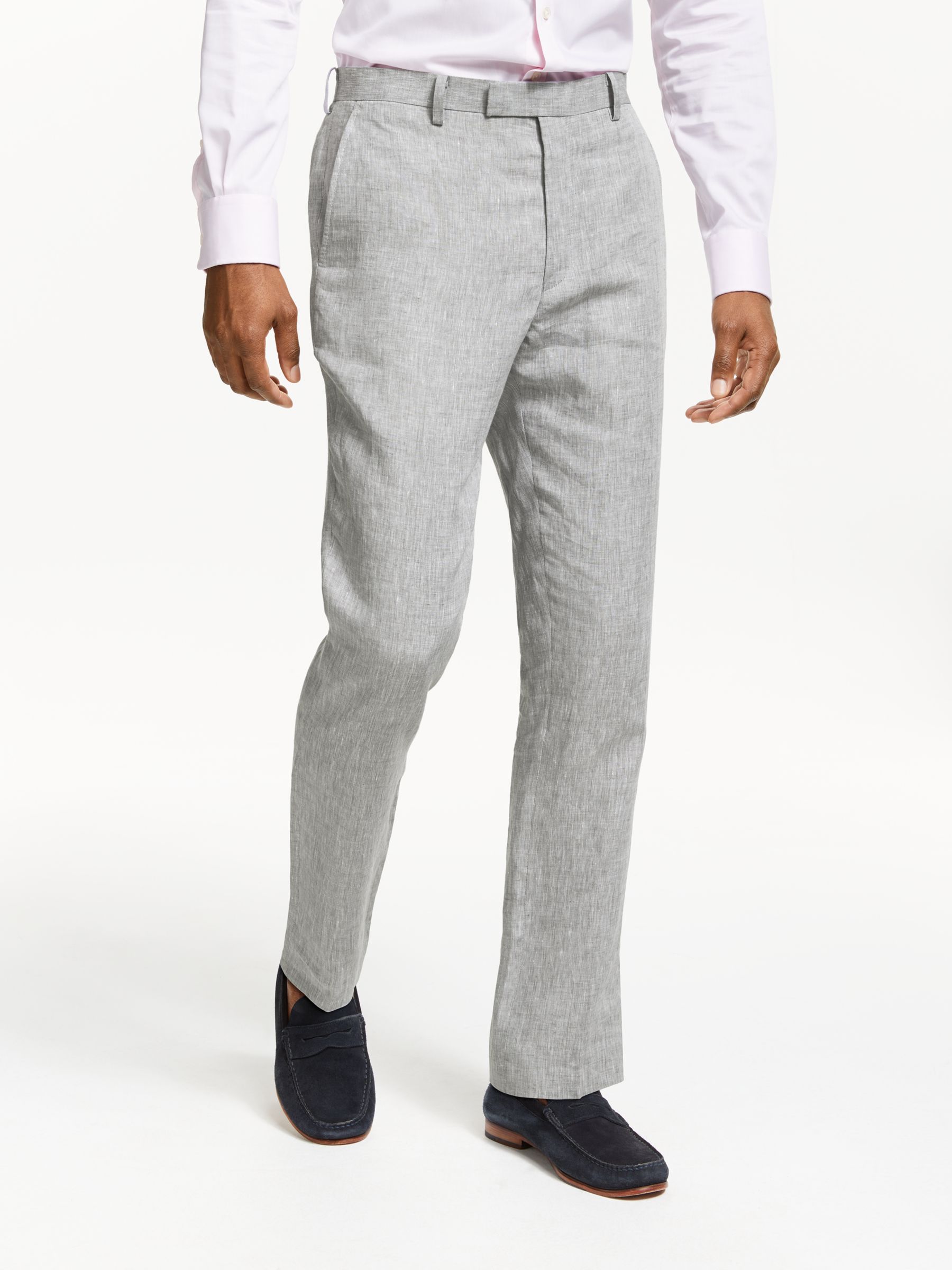 John Lewis & Partners Linen Slim Fit Suit Trousers, Silver
