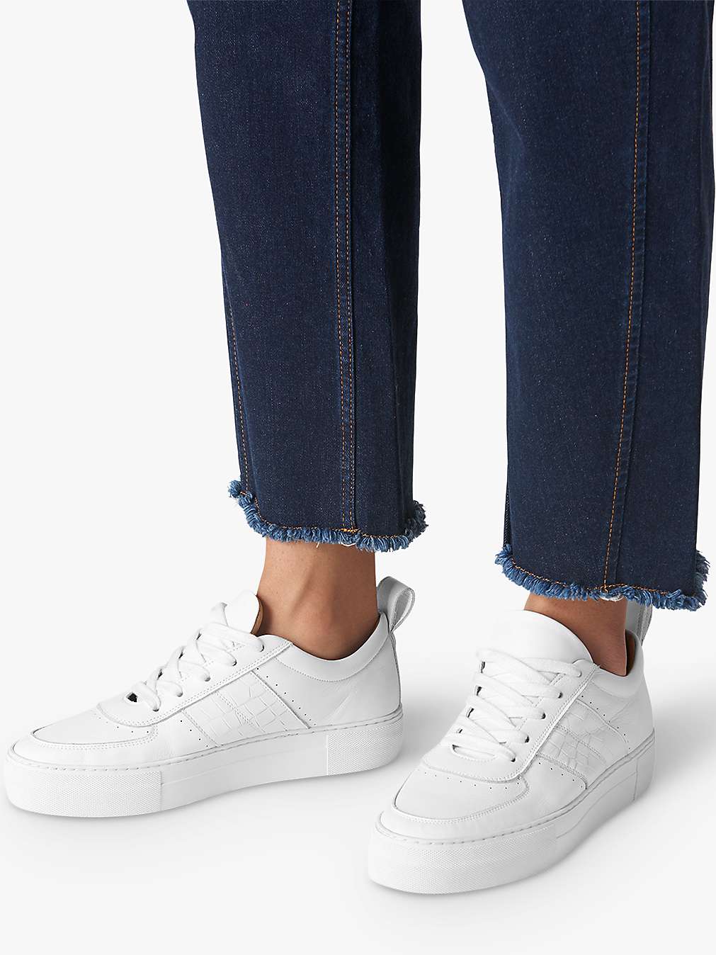 Whistles Anna Deep Sole Trainers, White Leather at John Lewis & Partners