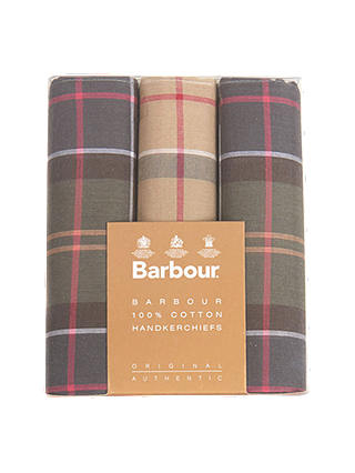 Barbour Boxed Tartan Handkerchiefs, Pack of 3, Multi