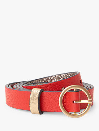 Boden Leather Skinny Belt, Post Box Red