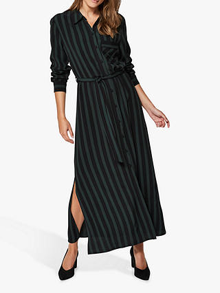 Selected Femme Flornta Maxi Shirt Dress, Black/Green