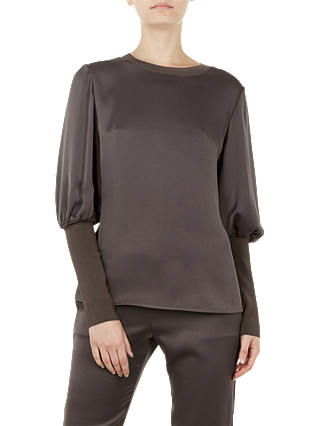 Ted Baker Tiliey Ruched Sleeve Top, Charcoal